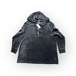 Cable & Gauge Studio Velour Hoodie Tunic | Jet Black | Size 1X | NWT
